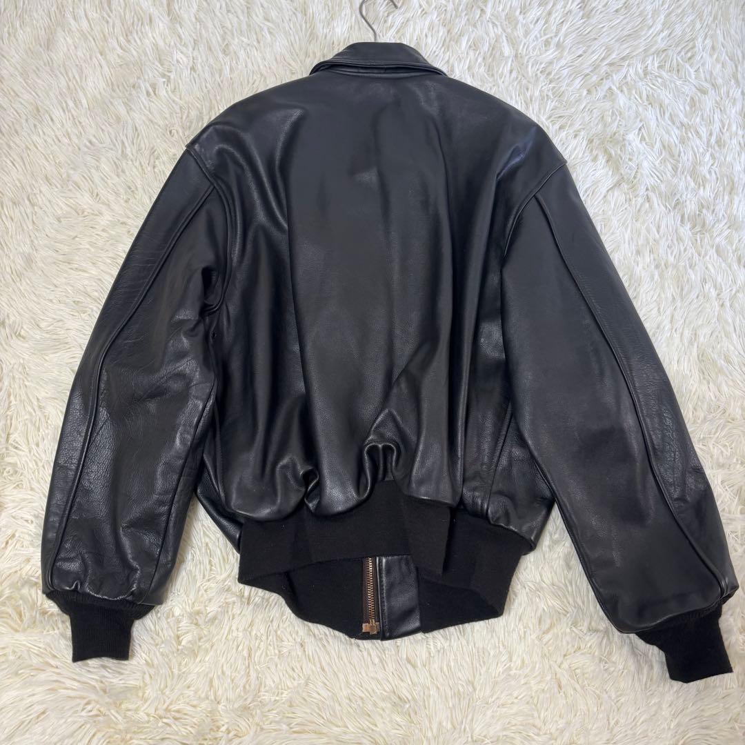 希少✨90's レザージャケット A-2 フライト　米軍官給品　42 本革　黒