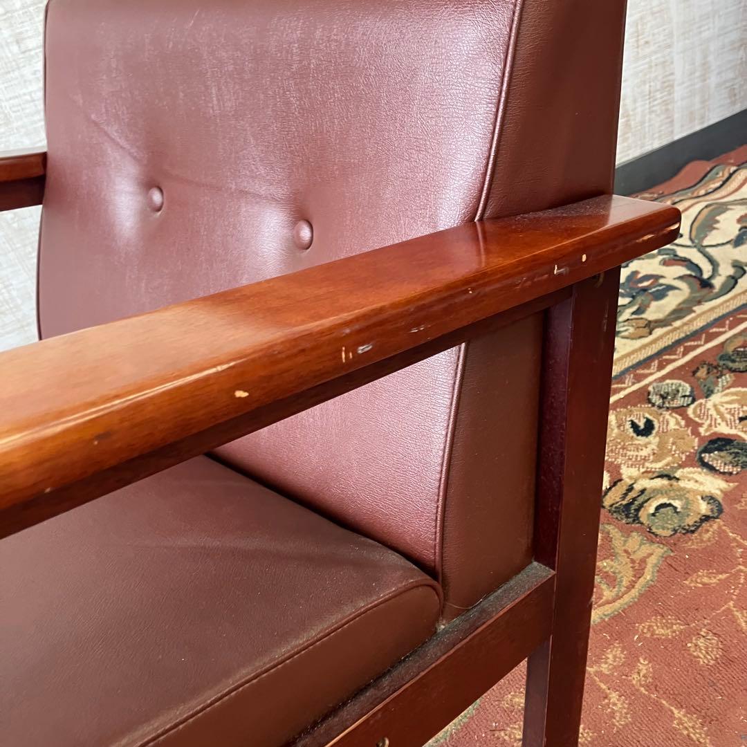 ②北欧レトロ プラス 木製フレーム アームチェア 一人掛けソファー ロビーチェア