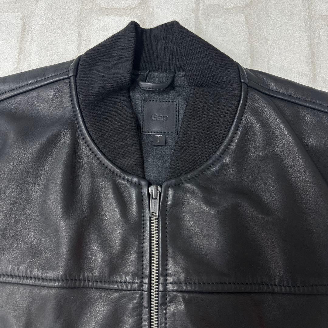 ギャップ OLD Gap 牛革 レザー ボンバー ジャケット L ブラック