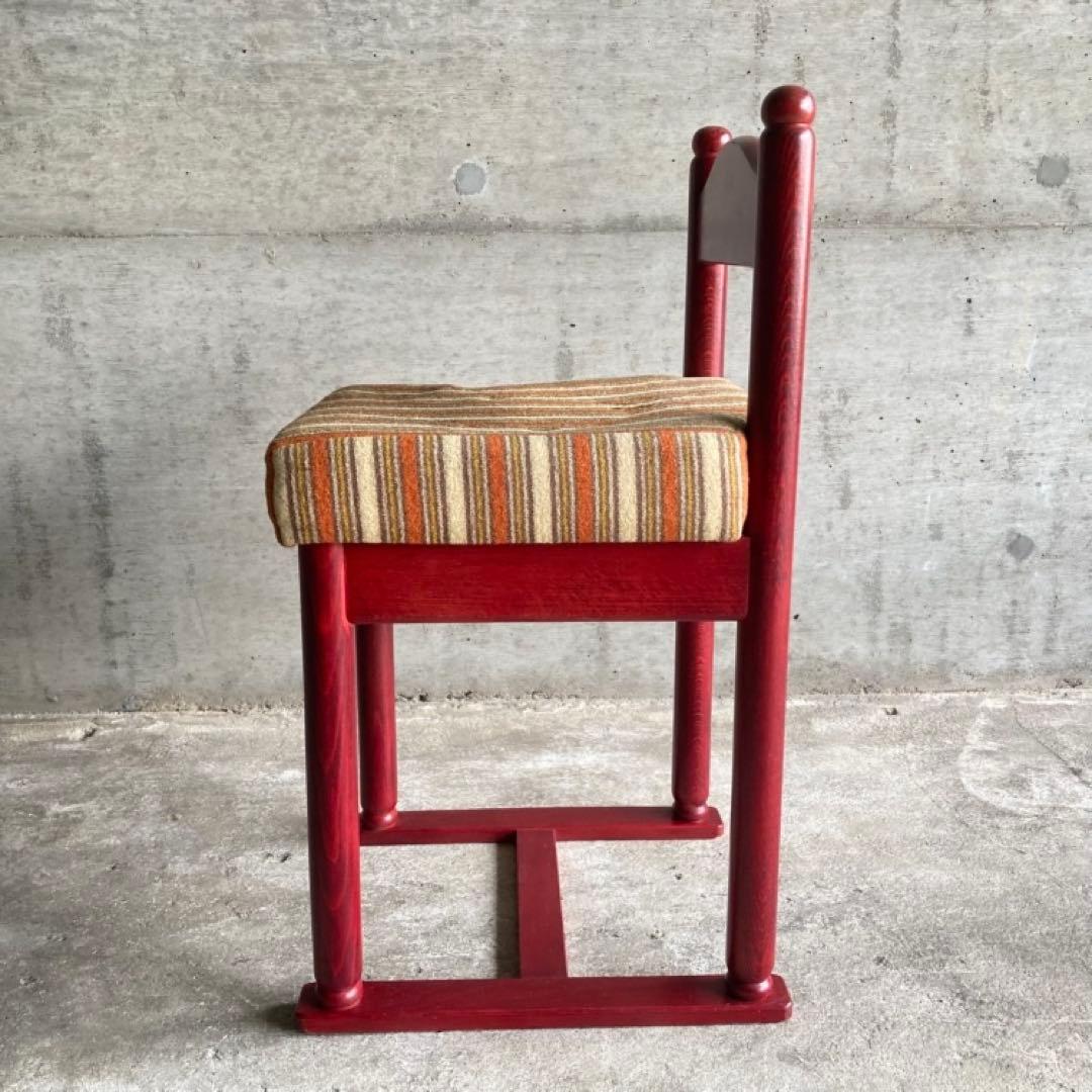 子供椅子 チェア 赤 ストライプ ボーダー 木製 家具 レトロ
