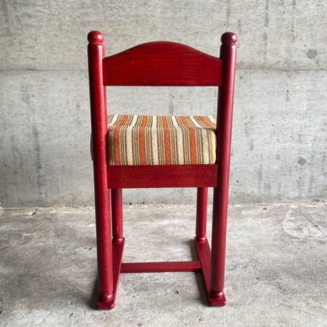 子供椅子 チェア 赤 ストライプ ボーダー 木製 家具 レトロ
