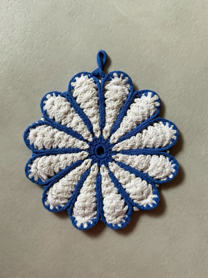 古着 ビンテージ 70s 鍵網 コースター グラニー ブランケット 敷物 美品