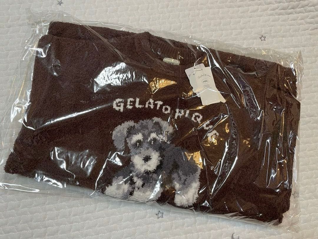 【新品タグ付き】ジェラートピケ　シュナウザー柄DOG ジャガードワンピース