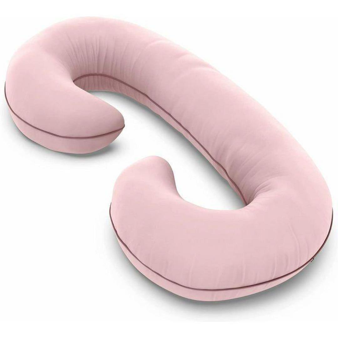 オーガニックコットンの身体用枕 ピンク 抱き枕　妊娠中　マタニティ