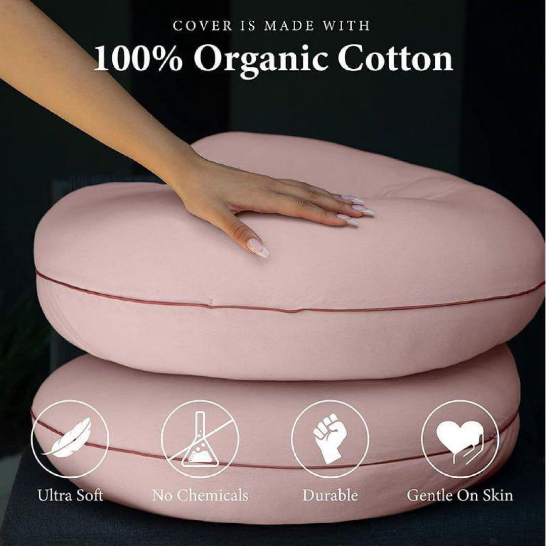 オーガニックコットンの身体用枕 ピンク 抱き枕　妊娠中　マタニティ