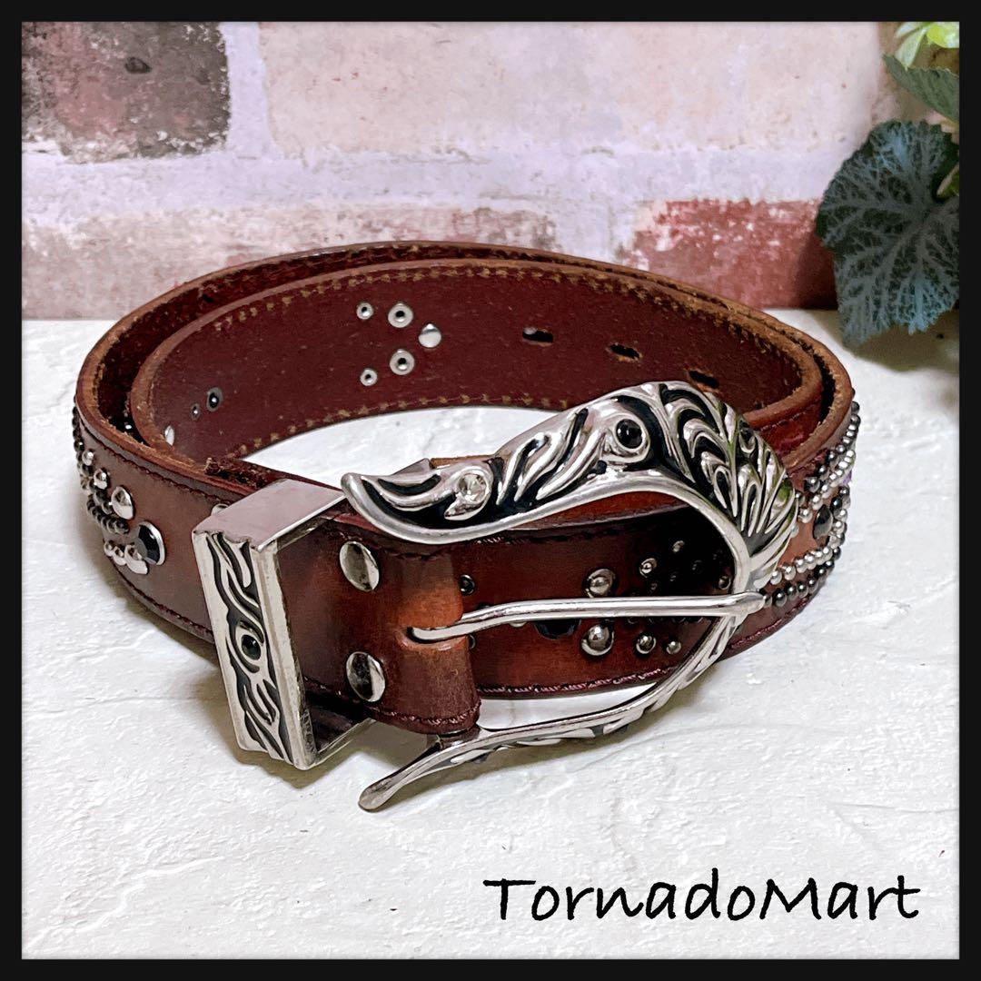 【TornadoMart トルネードマート】レザー ベルト M スタッズ Y2K