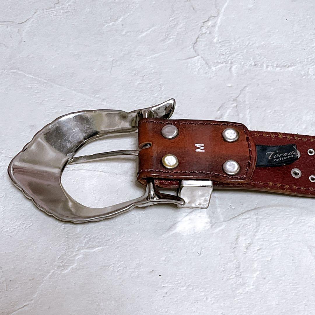 【TornadoMart トルネードマート】レザー ベルト M スタッズ Y2K