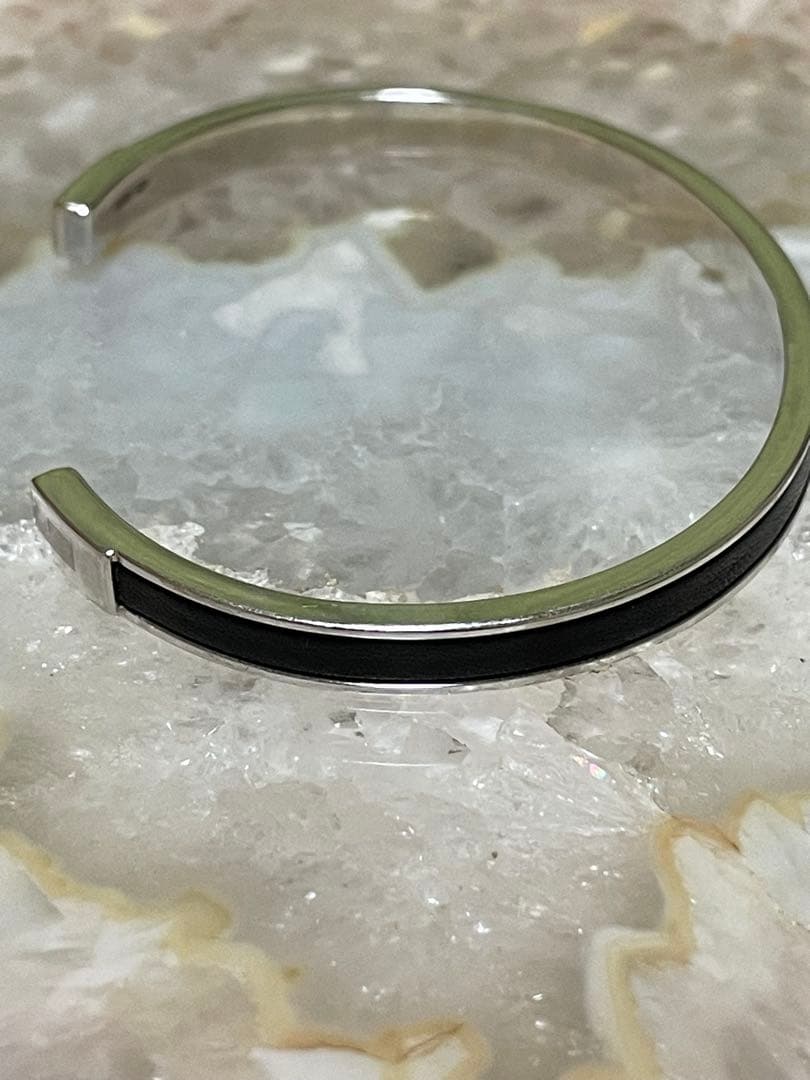 GUCCI グッチ レザー シルバー バングル ブレスレット　希少　ヴィンテージ