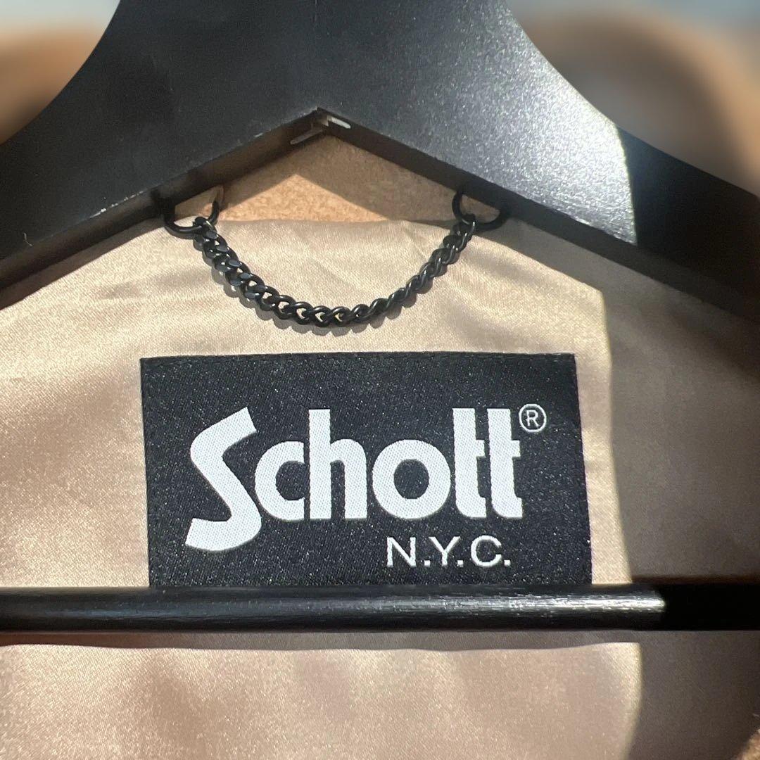 Schott ベージュ スエード シングルライダース　美品