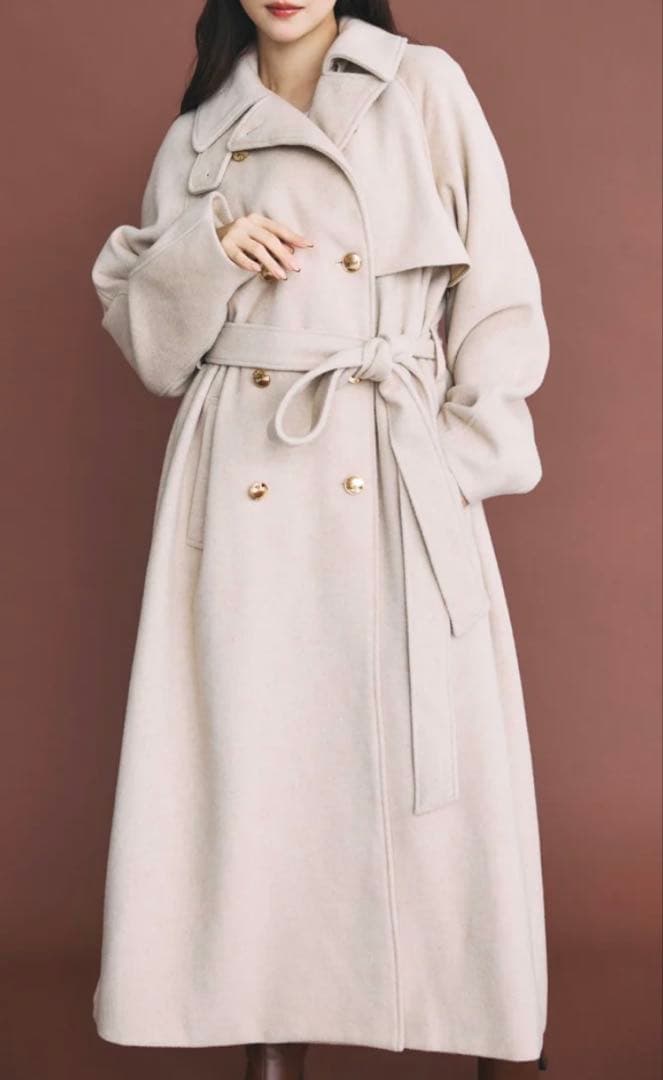 many wayウールロングトレンチコート ポローラ ベージュ