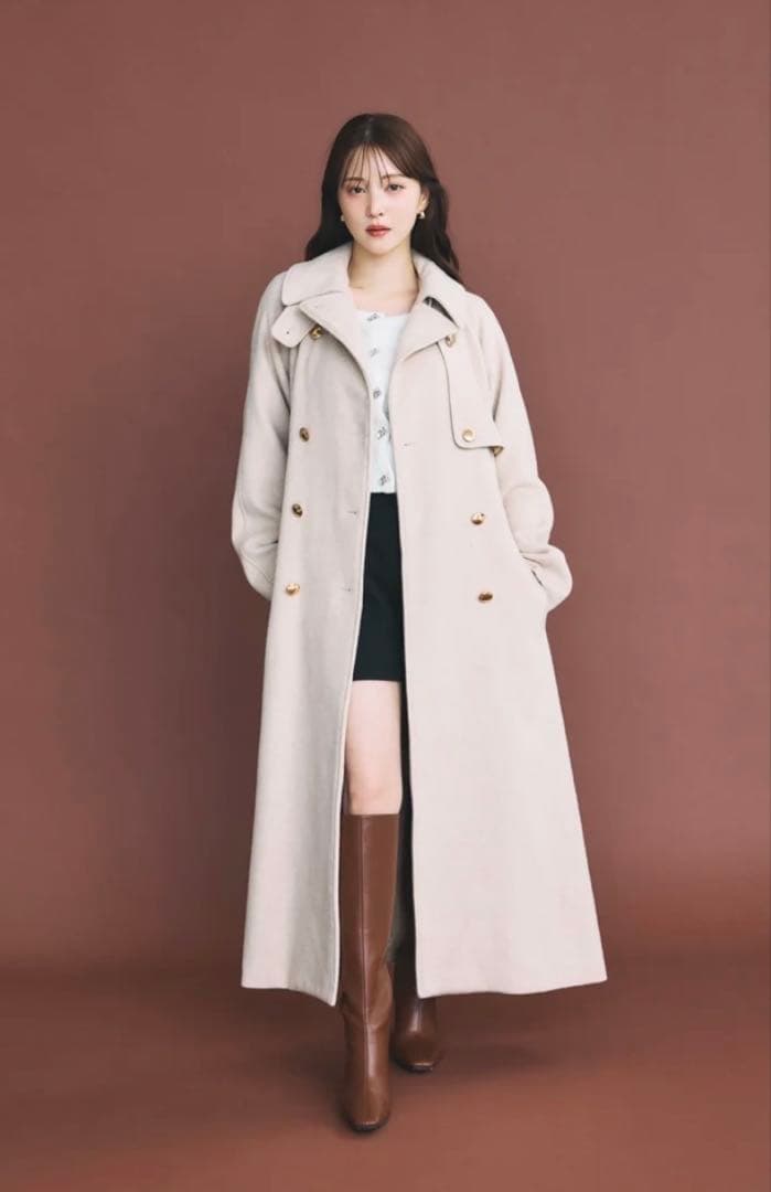 many wayウールロングトレンチコート ポローラ ベージュ