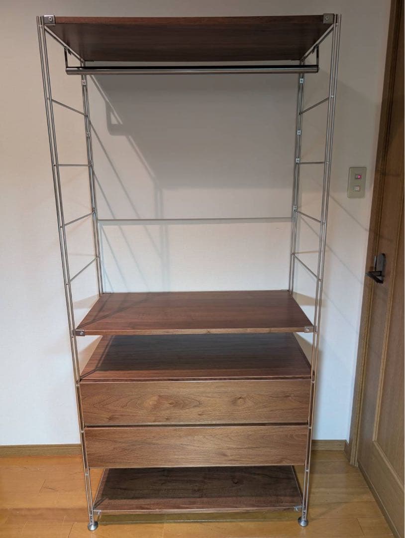 ■送料込■無印 ステンレスユニットシェルフ ウォールナット 衣類収納棚シェルフ
