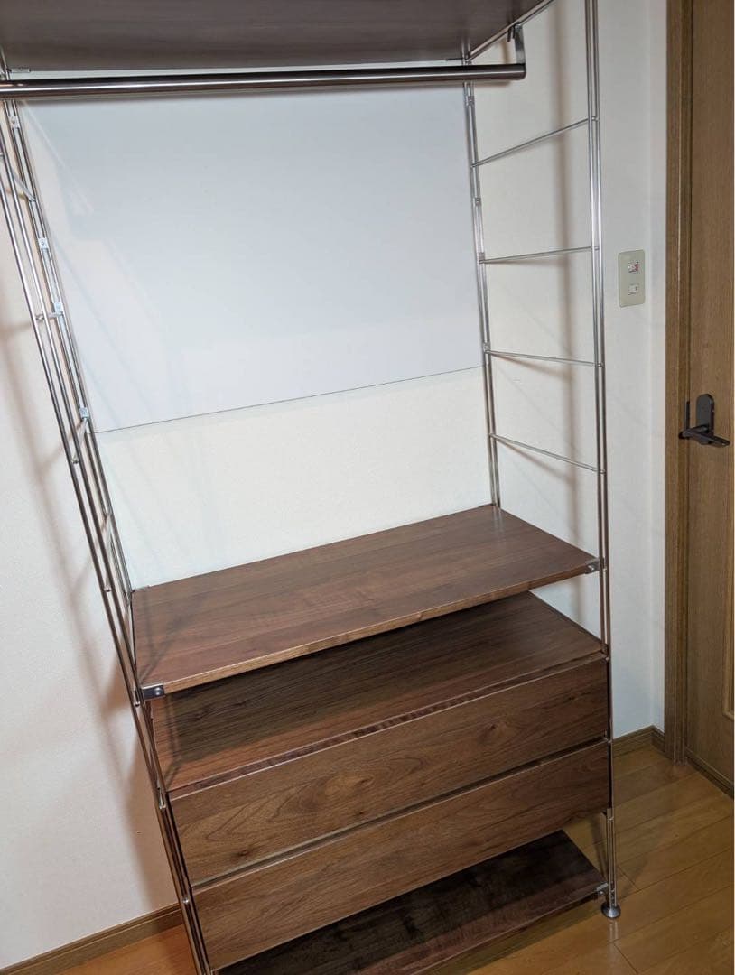 ■送料込■無印 ステンレスユニットシェルフ ウォールナット 衣類収納棚シェルフ