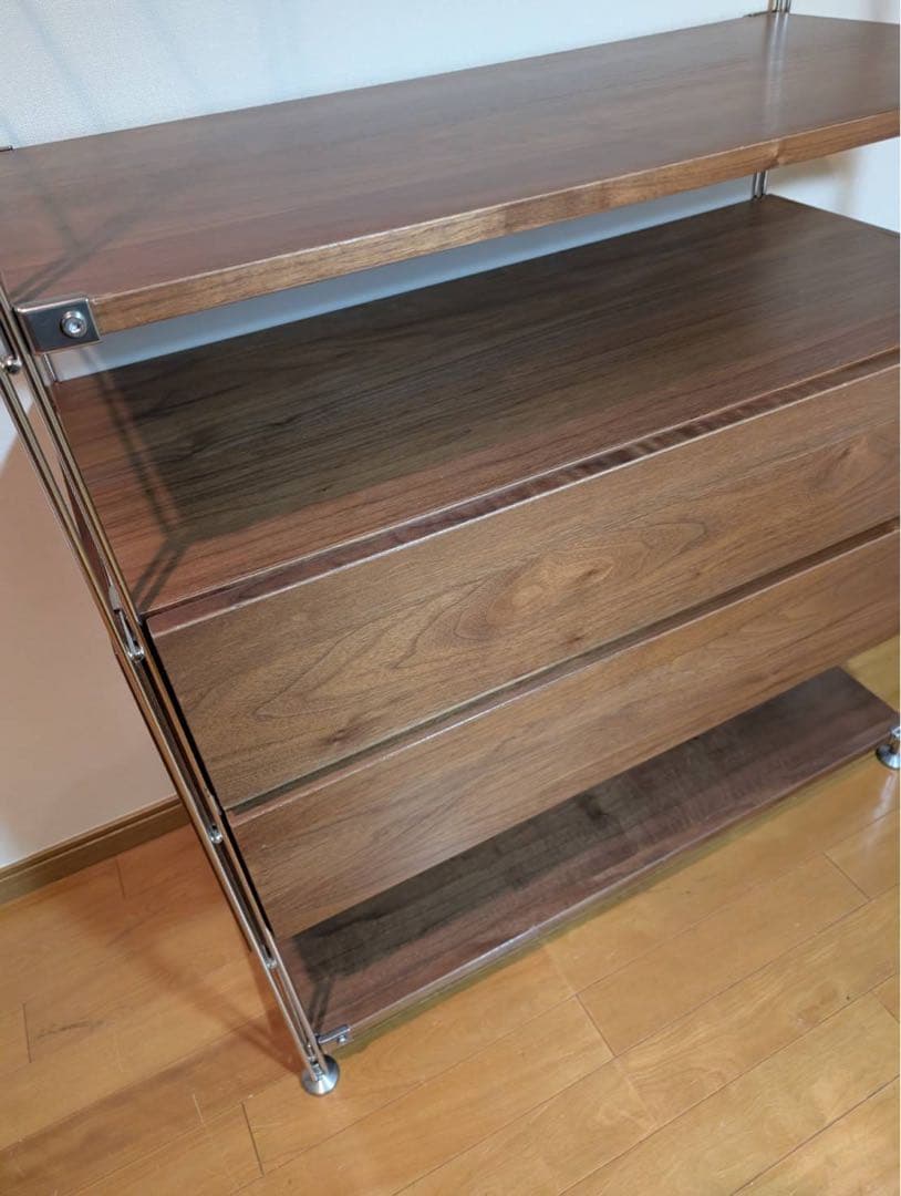 ■送料込■無印 ステンレスユニットシェルフ ウォールナット 衣類収納棚シェルフ