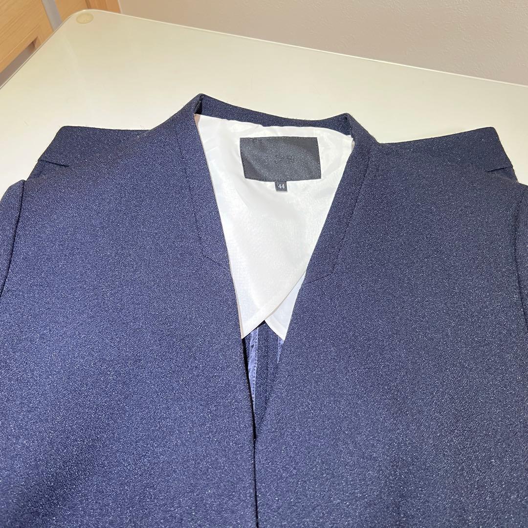 【美品】ICB★パンツスーツ ネイビー 濃紺 秋冬 ビジネス 仕事 LL 洗える