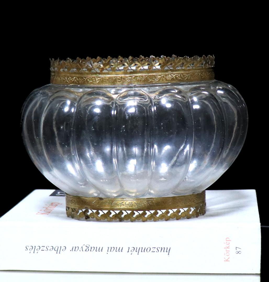 オールド・バカラ 1880年 ブロンズ装飾大型鉢 センターピース 小物入れ 花瓶