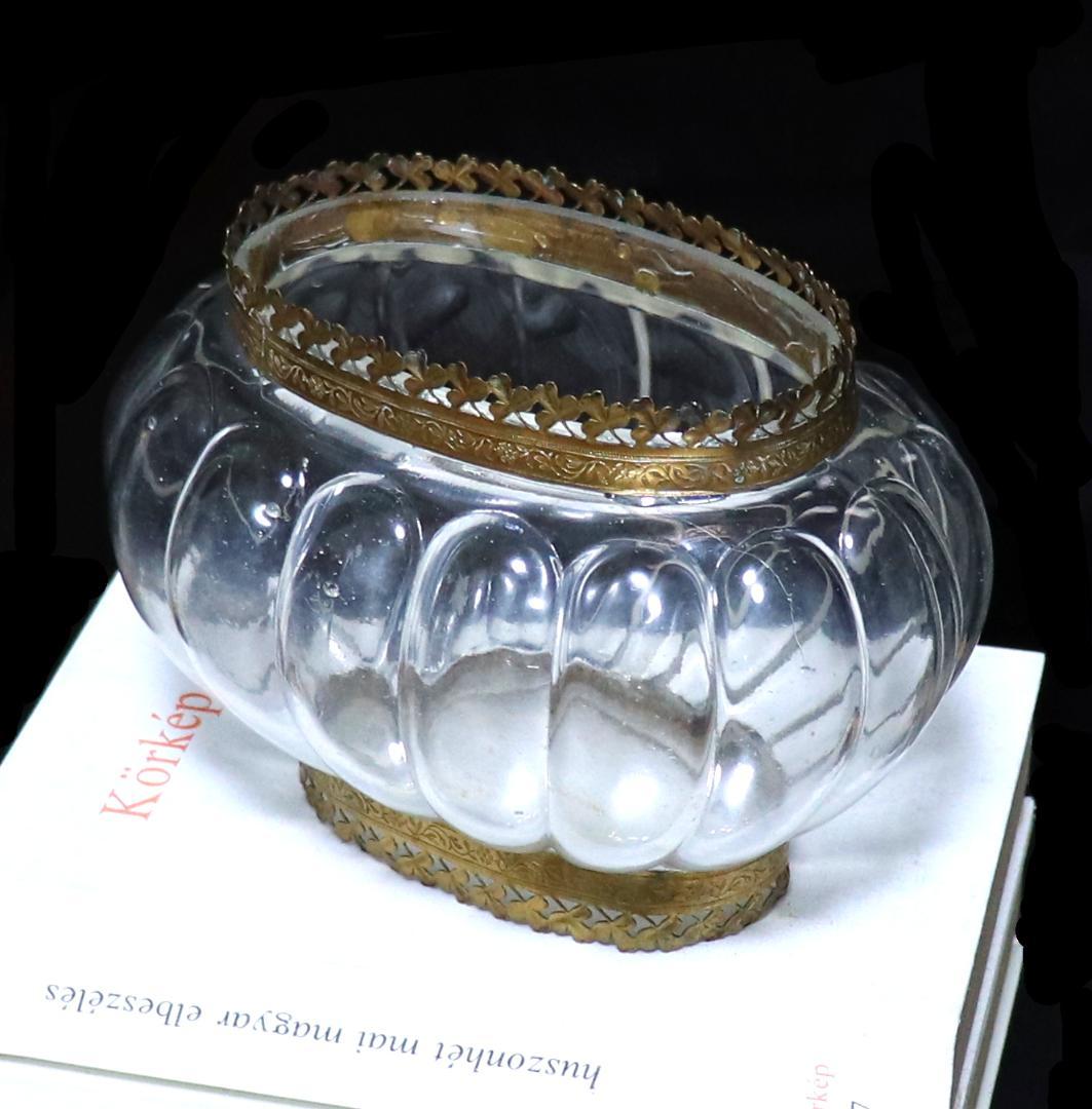 オールド・バカラ 1880年 ブロンズ装飾大型鉢 センターピース 小物入れ 花瓶