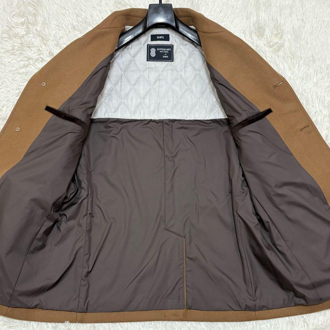極美品 Lサイズ SUPER140 シップス ウールコート キャメル ブラウン