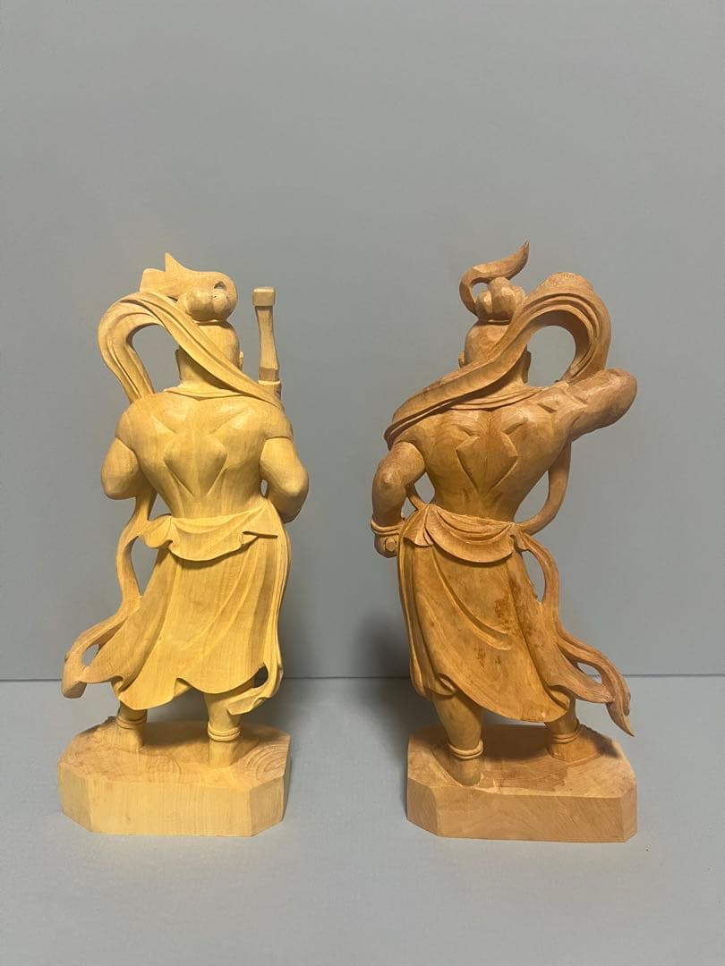 最終値下げ　木製　木彫り　柘植　仁王像　（金剛力士像）2体セット 大　④