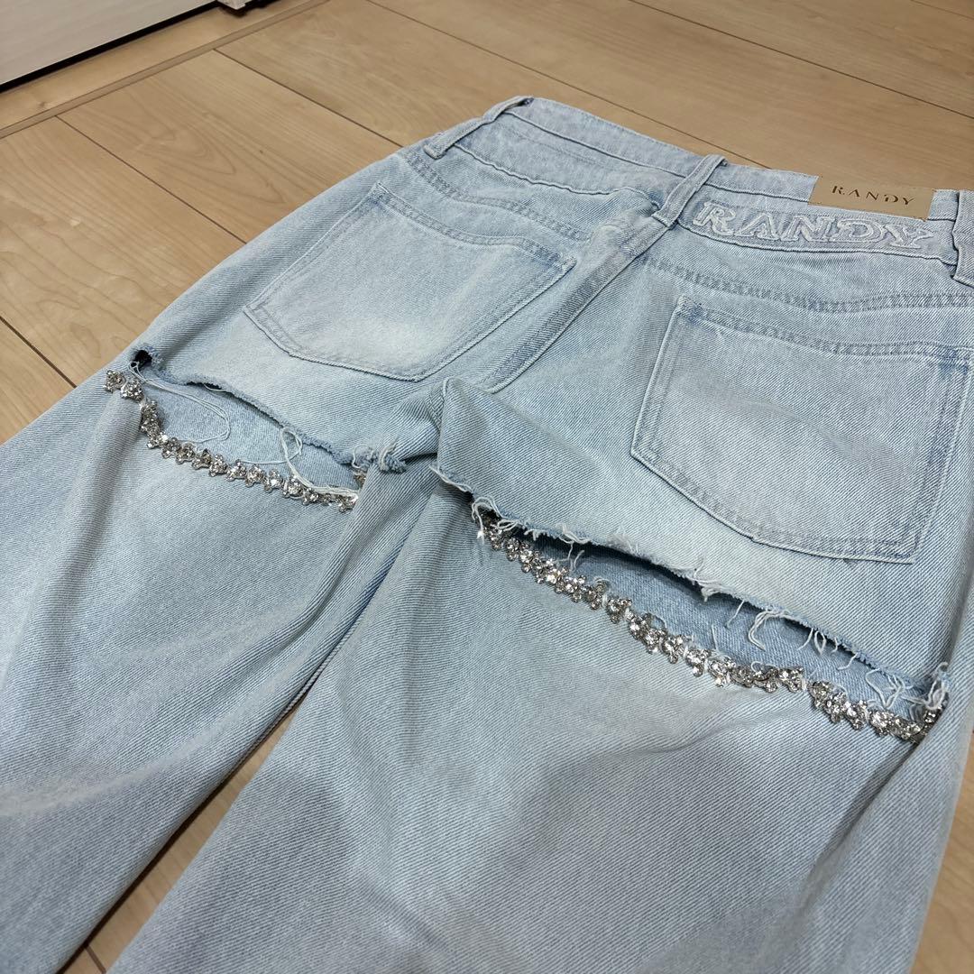 Randyビジューバックカットワイドデニム Mサイズ