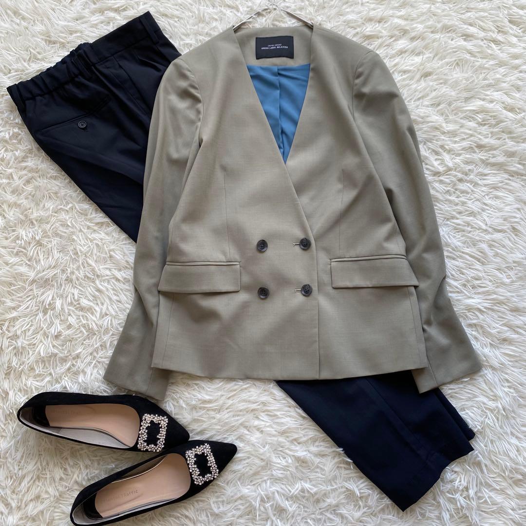 グリーンレーベルリラクシング ノーカラー セットアップ パンツスーツ M