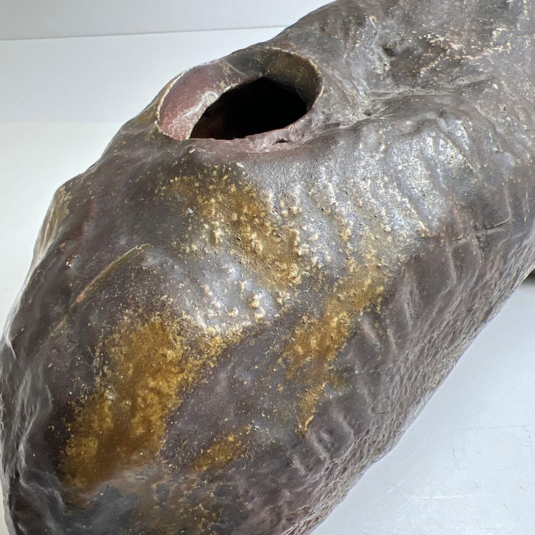 松本頼明　出来良　備前花入　共箱　幅約16.5㎝　東K8-0131①