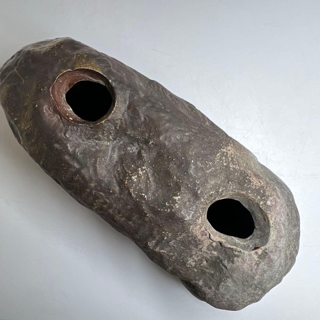 松本頼明　出来良　備前花入　共箱　幅約16.5㎝　東K8-0131①