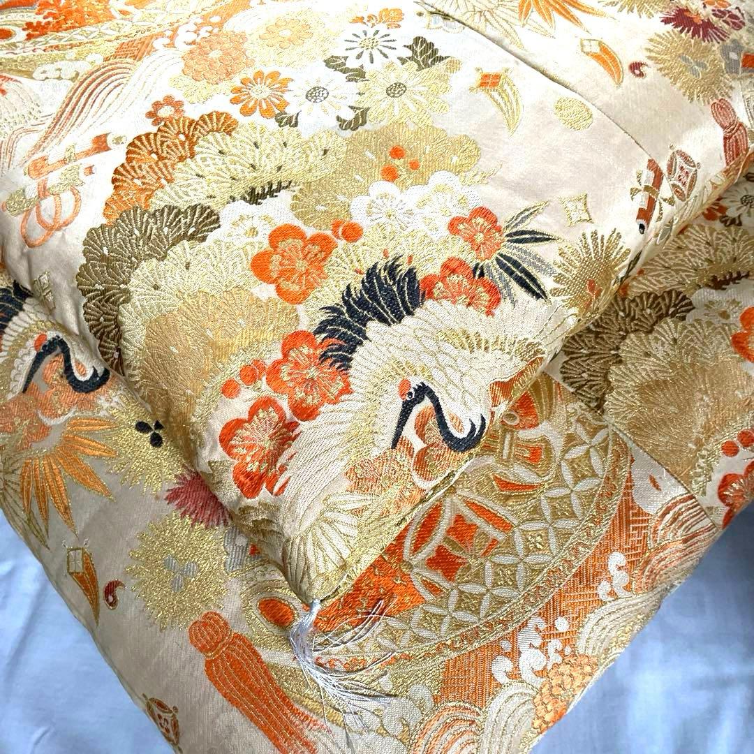 【極美品】レトロ御前座布団/仏前座布団/法事法要座布団　高級　肉厚　金糸ベージュ