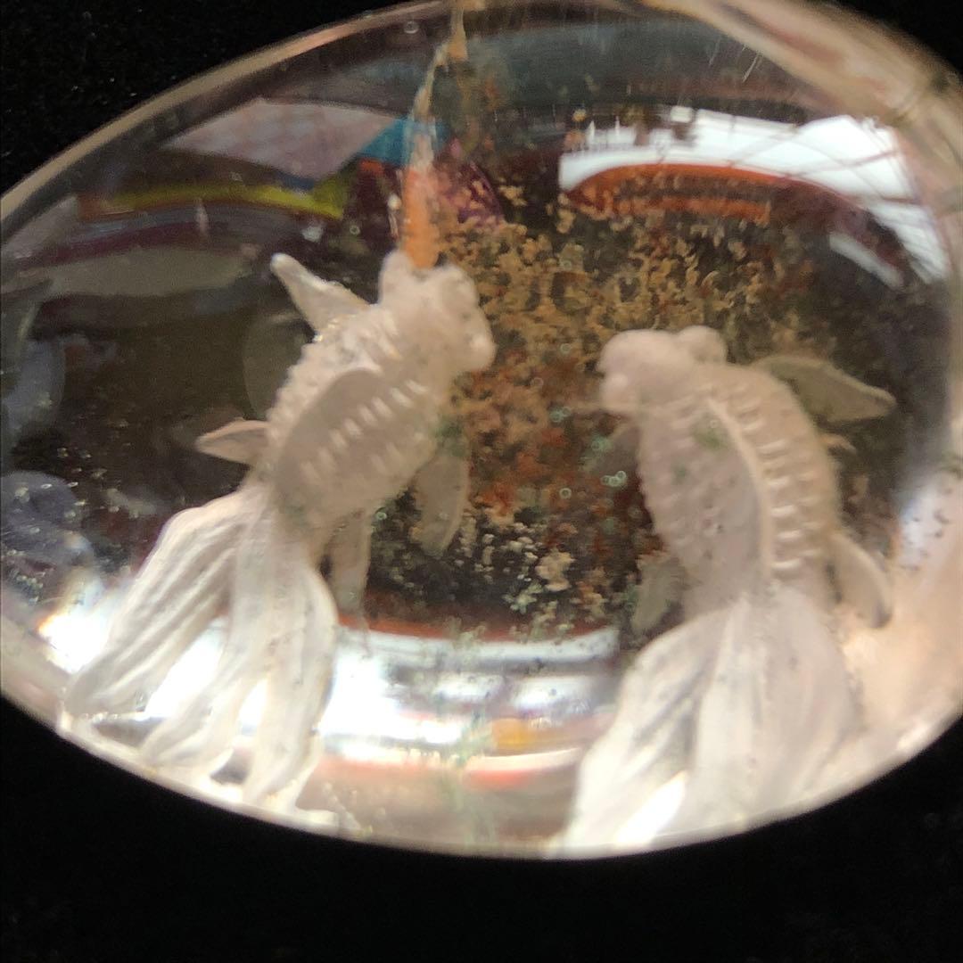 金魚　水晶　彫り