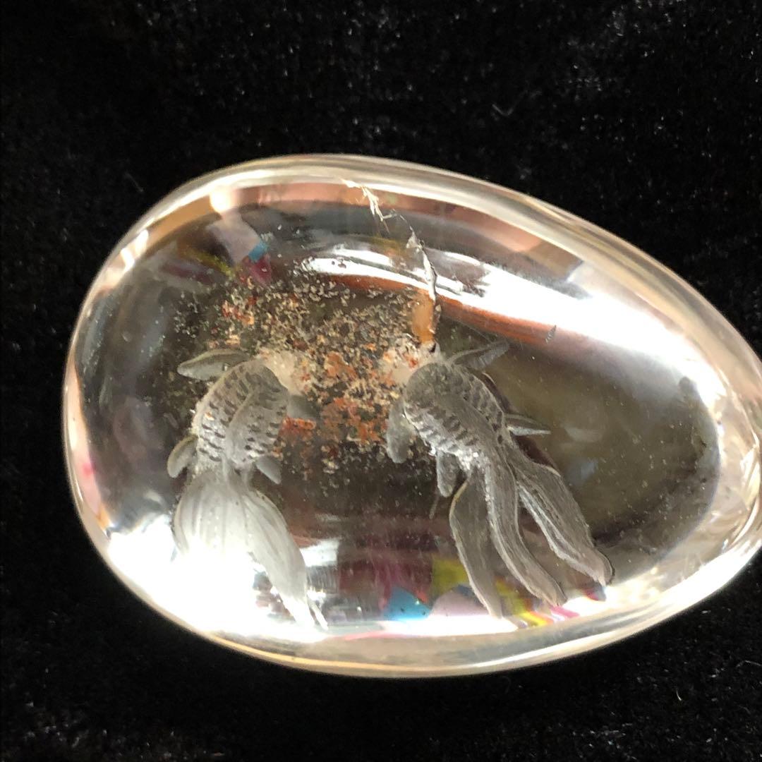 金魚　水晶　彫り