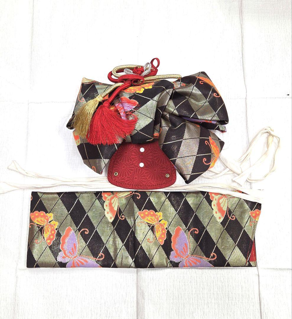 七五三　7歳　120cm　ポリエステル　つくり帯　髪飾り