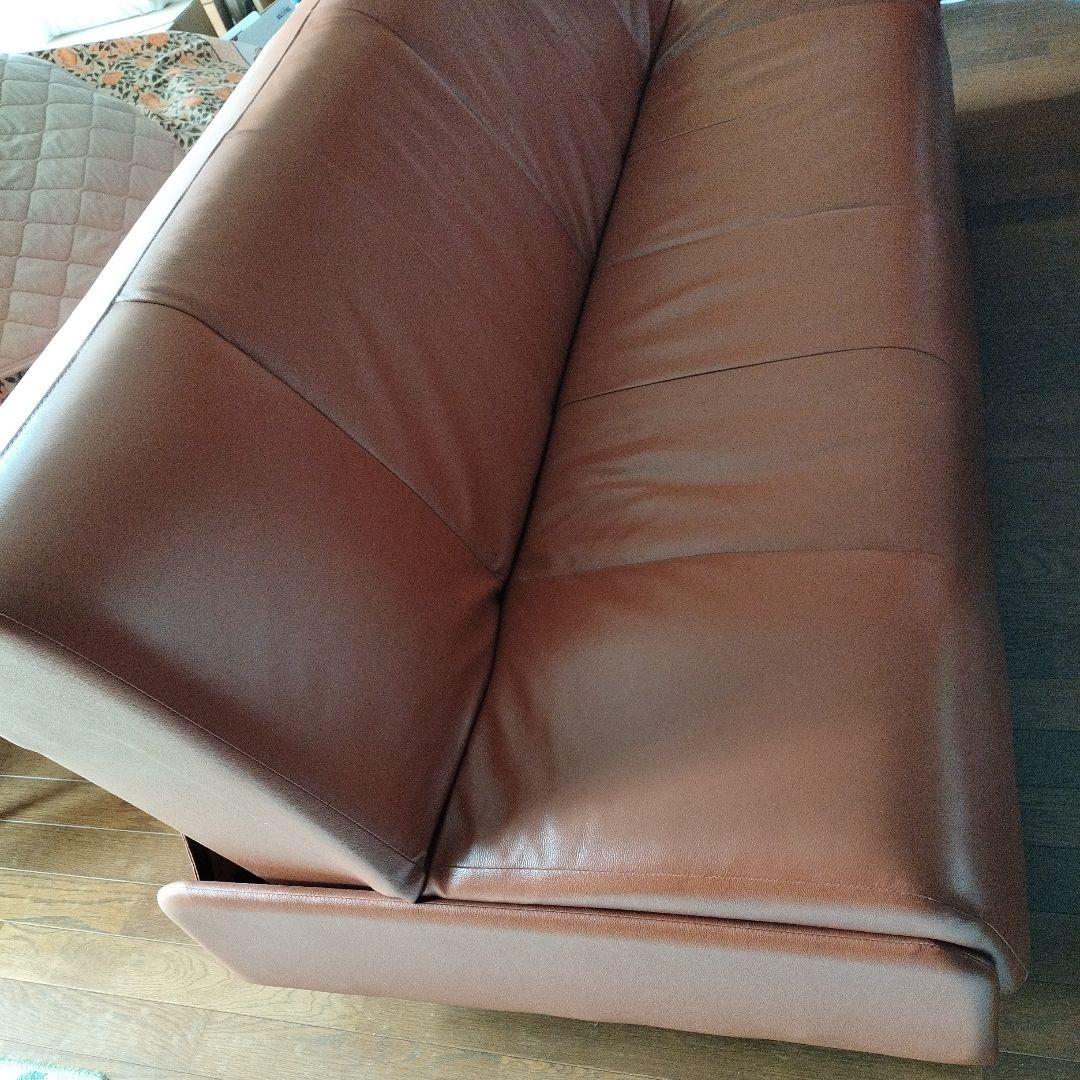 フランスベッド　ブラウン本革ソファ、ソファベッド