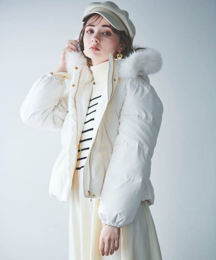 31 Sons de mode フードファー付ショートダウン アイボリー 38