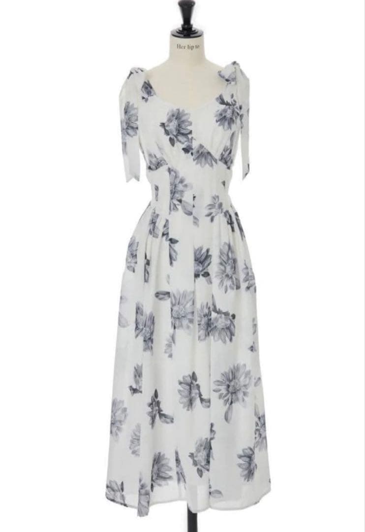 ワンピース herlipto SunflowerPrinted Midi Dress