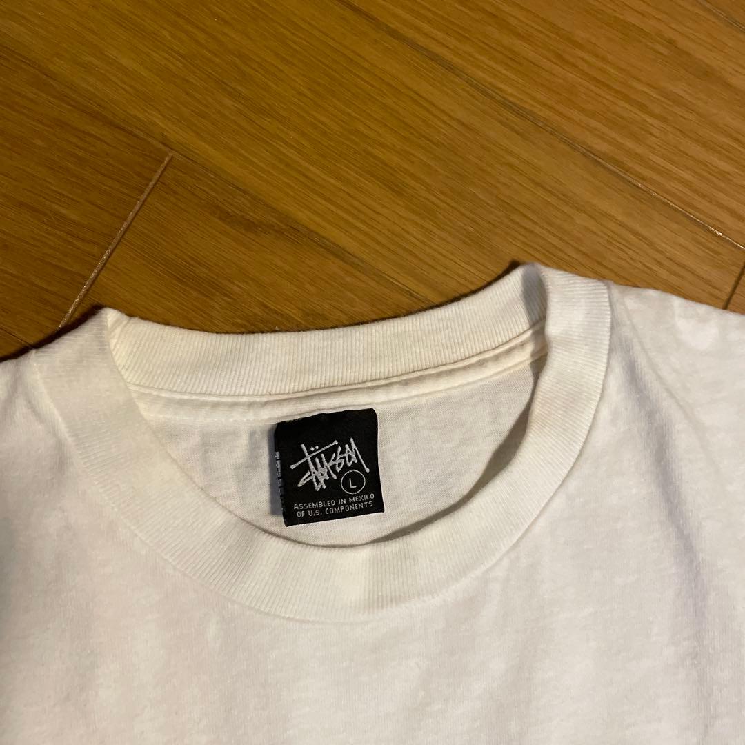 STUSSY 2000年以降黒タグ白色Tシャツ Lサイズ