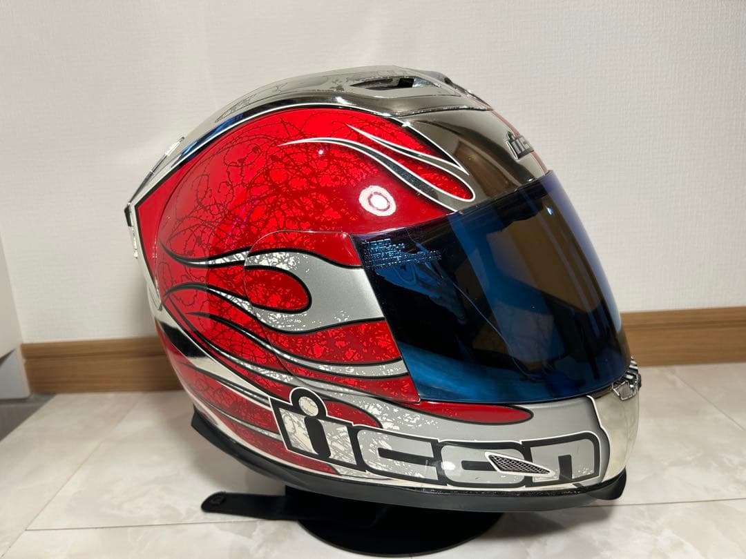 ICON フルフェイスヘルメット Mサイズ　メッキ　ブルーシールド