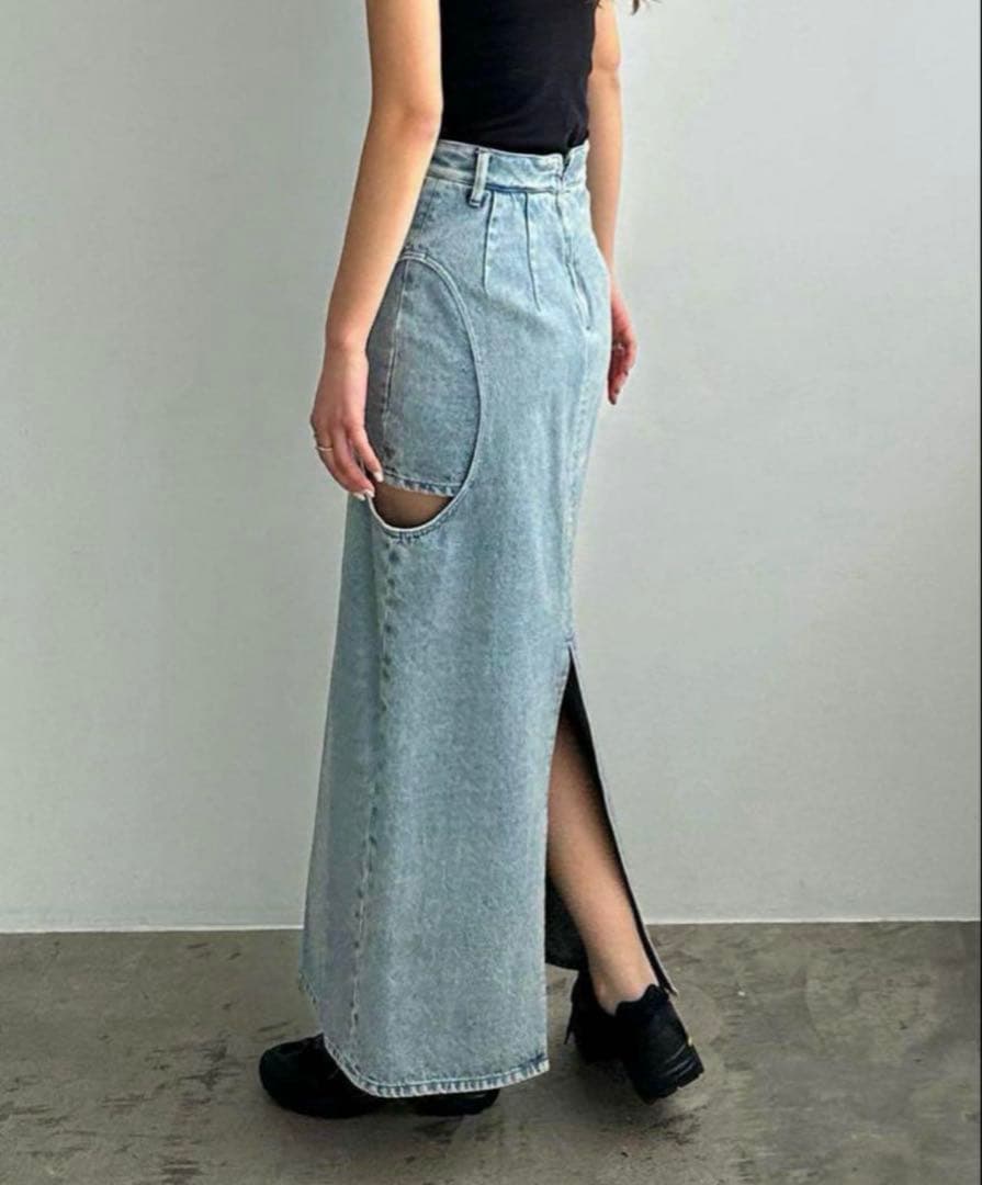 スカート CLANE CIRCLE CUT LAYERED DENIM SKIRT