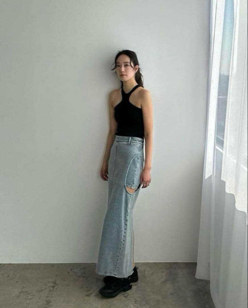スカート CLANE CIRCLE CUT LAYERED DENIM SKIRT