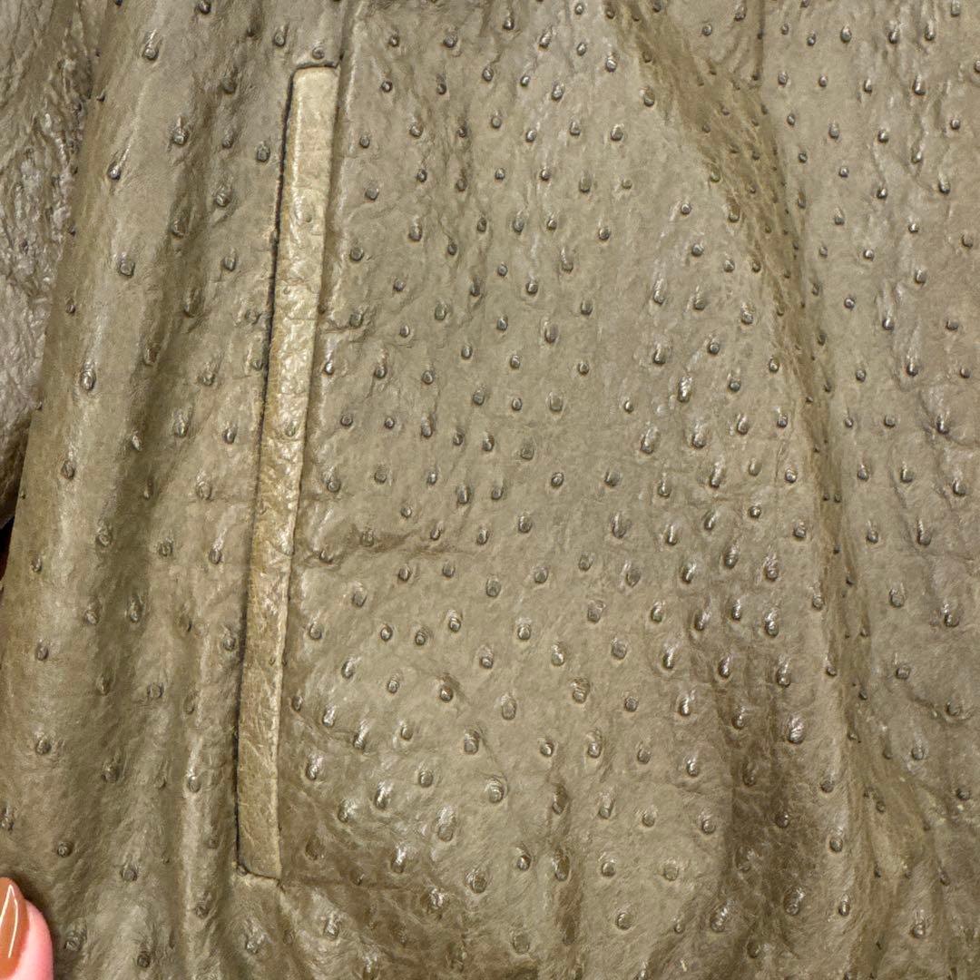 ZILLI ジリー 本オーストリッチレザーブルゾン ミンク襟メンズL