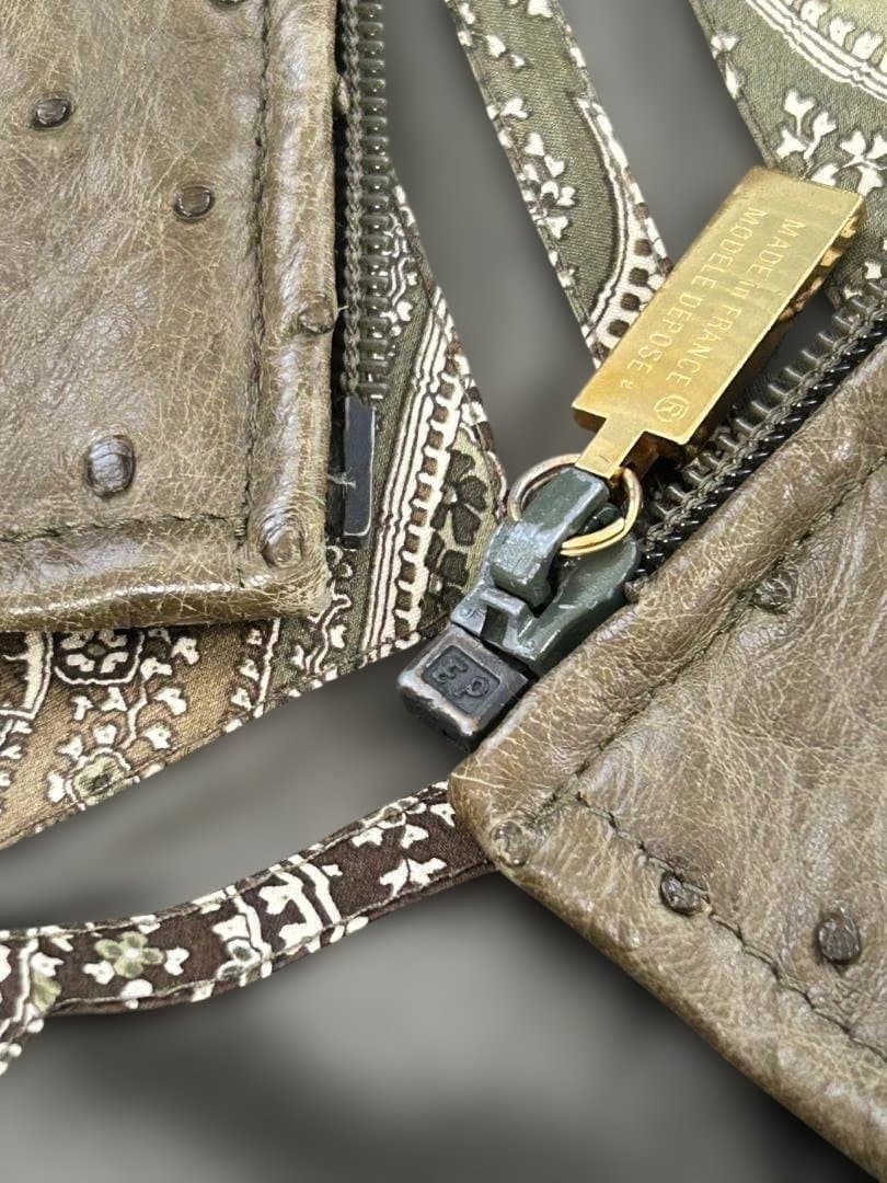 ZILLI ジリー 本オーストリッチレザーブルゾン ミンク襟メンズL