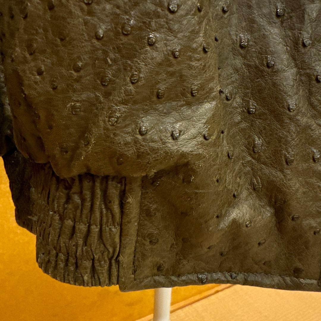 ZILLI ジリー 本オーストリッチレザーブルゾン ミンク襟メンズL