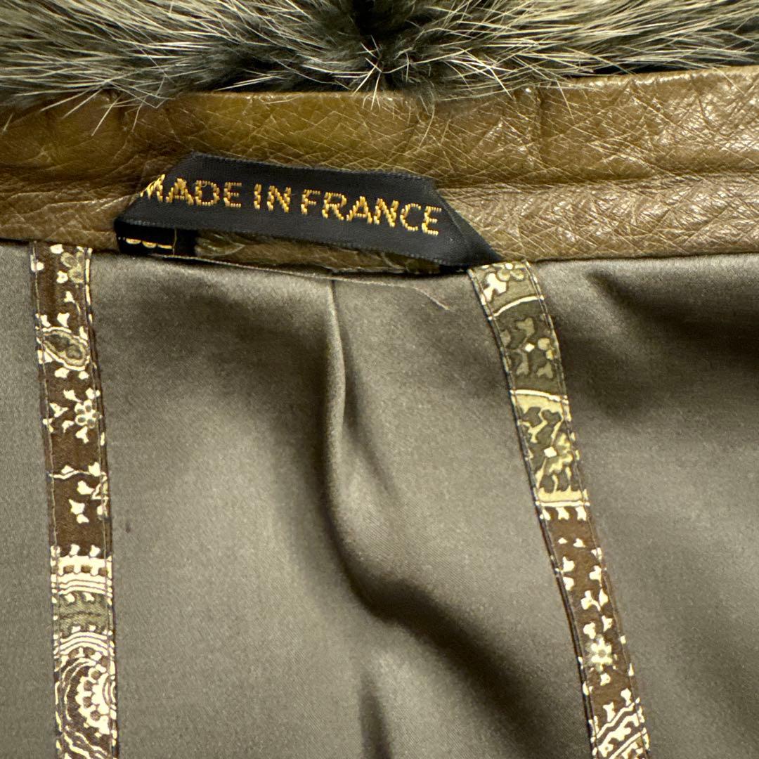 ZILLI ジリー 本オーストリッチレザーブルゾン ミンク襟メンズL