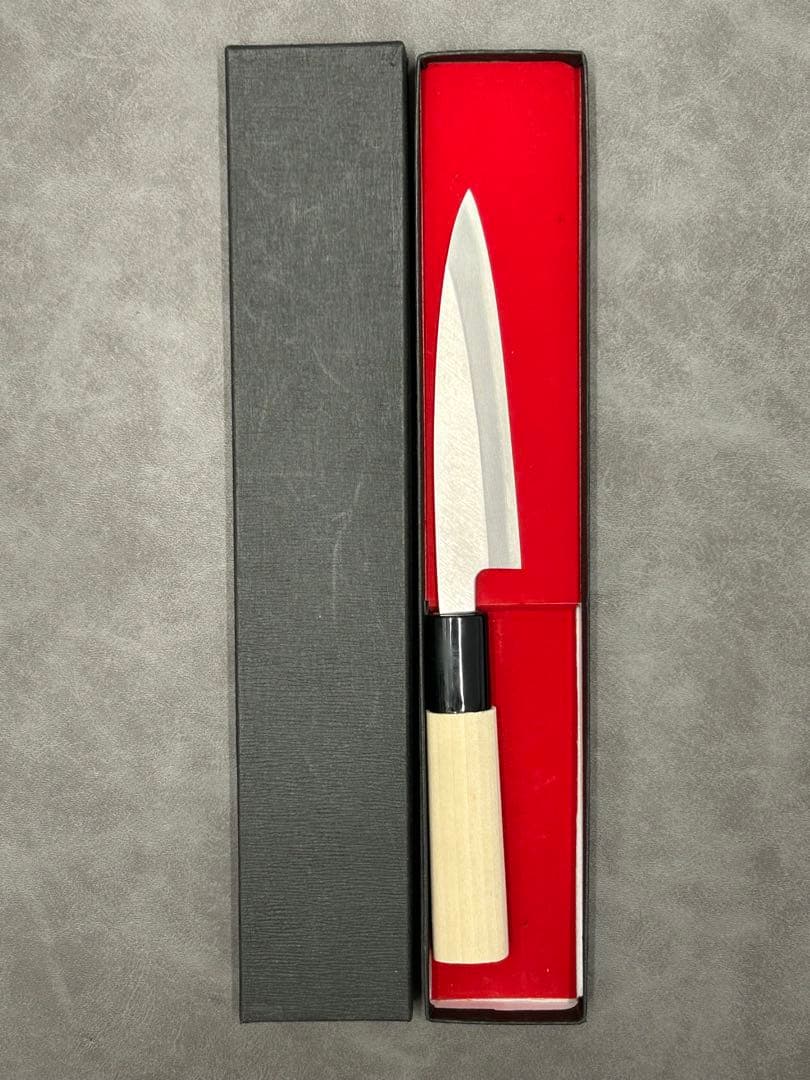 包丁 ペティナイフ 安来鋼白紙２号 120mm 朴プラ柄 ペティ ②