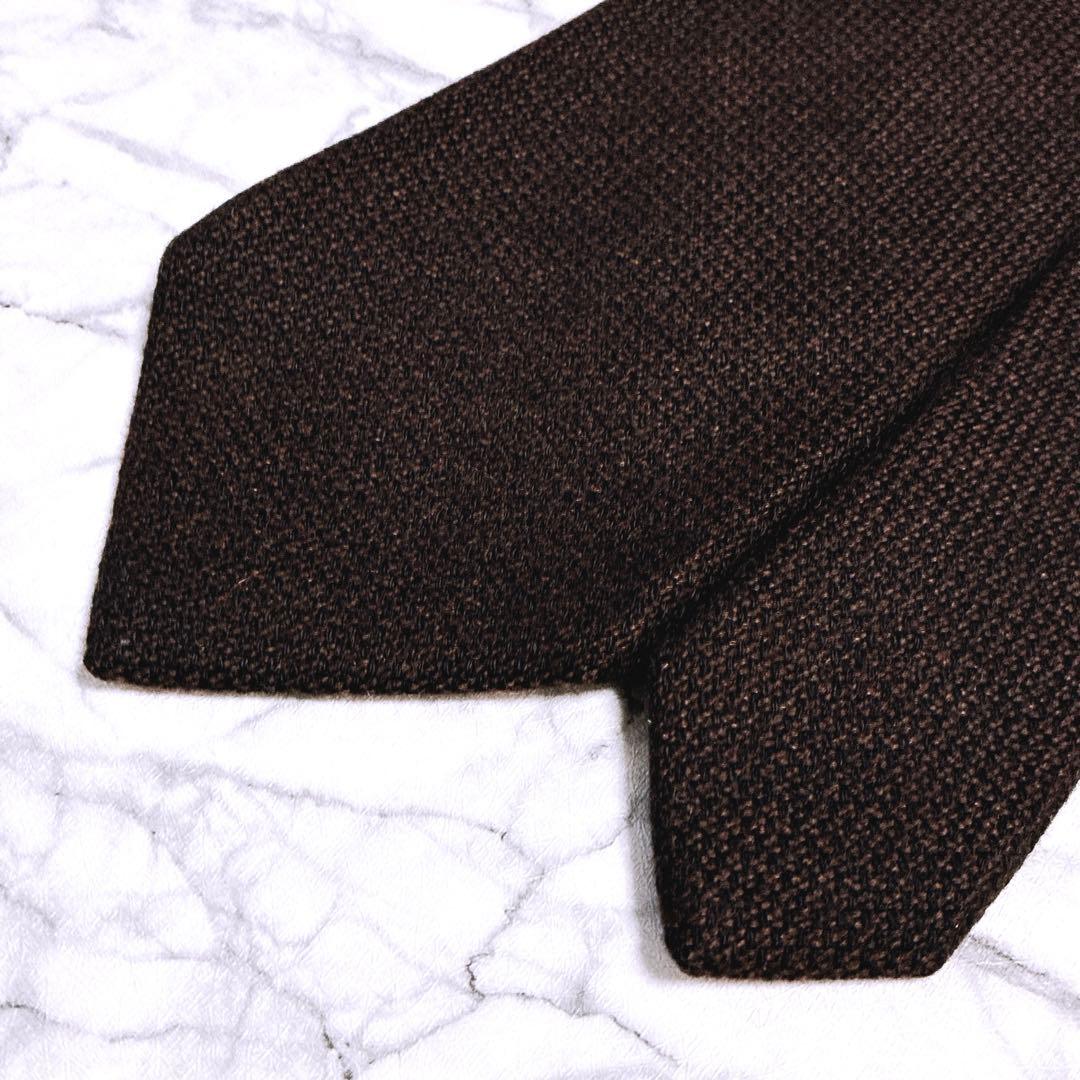 ✨未使用クラス✨キートン　ソリッド　極厚上質ウール素材　ブラウン　大人のネクタイ