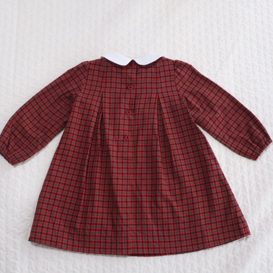 美品　familiar ファミリア　チェック　襟付き　ワンピース　90