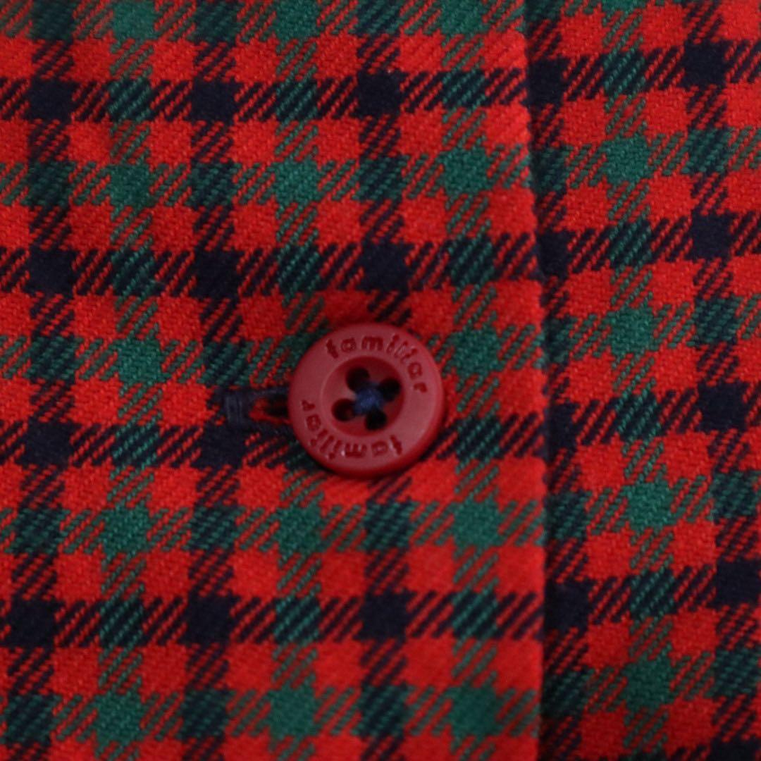 美品　familiar ファミリア　チェック　襟付き　ワンピース　90