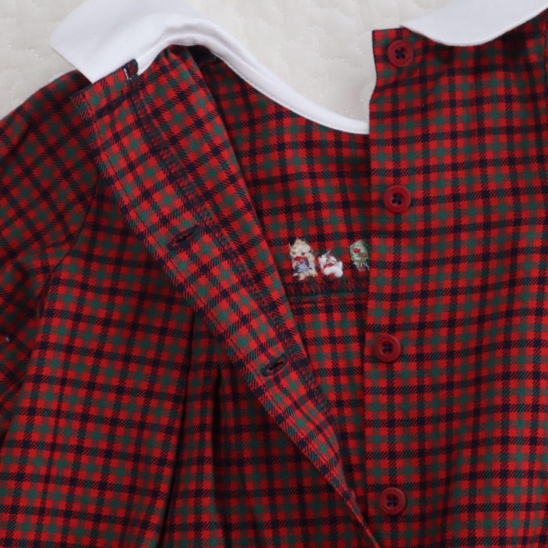 美品　familiar ファミリア　チェック　襟付き　ワンピース　90