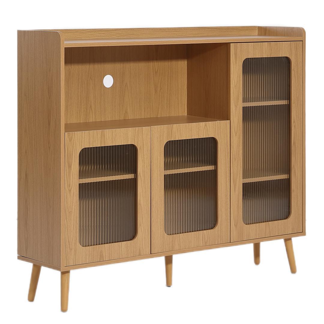 タイムセール！新作のキャビネット　扉付き　食器棚　木目調　NATURAL