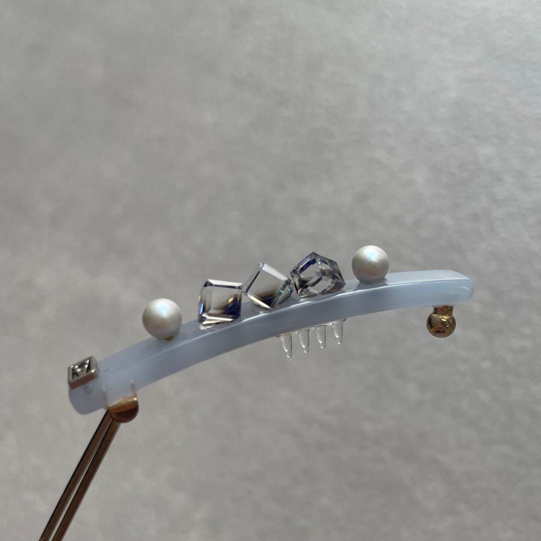 アレクサンドルドゥパリ パール クリスタル ボールピン ブルー