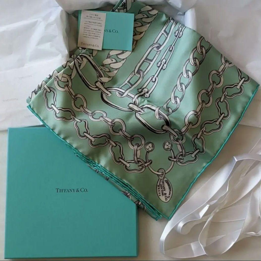 新品未使用リボン付き ティファニー チェーンスクエア スカーフ